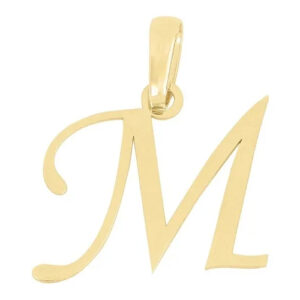 Dije inicial letra M de oro 14k.