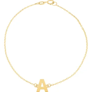 Pulsera Zekie con dije de inicial A en oro de 14K
