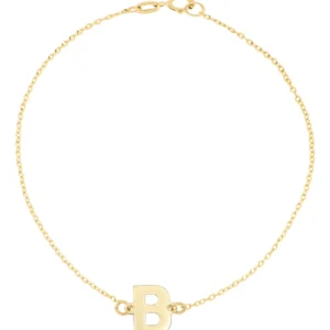 Pulsera Zekie con dije de inicial B en oro de 14k