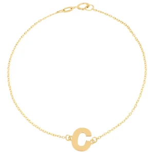 Pulsera Zekie con dije de inicial C en oro de 14k