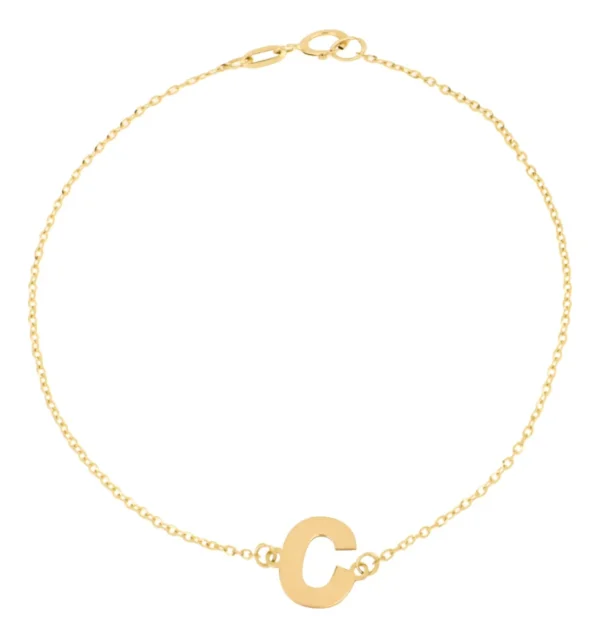 Pulsera Zekie con dije de inicial C en oro de 14k