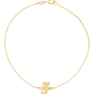 Pulsera Zekie con dije de inicial J en oro de 14k