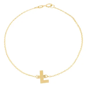 Pulsera Zekie con dije de inicial L en oro de 14k
