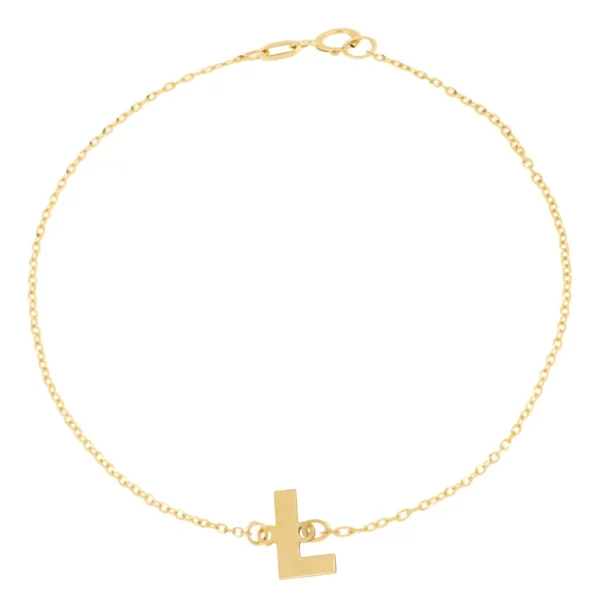 Pulsera Zekie con dije de inicial L en oro de 14k
