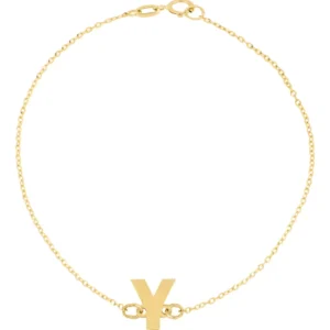 Pulsera Zekie con dije de inicial Y en oro de 14k
