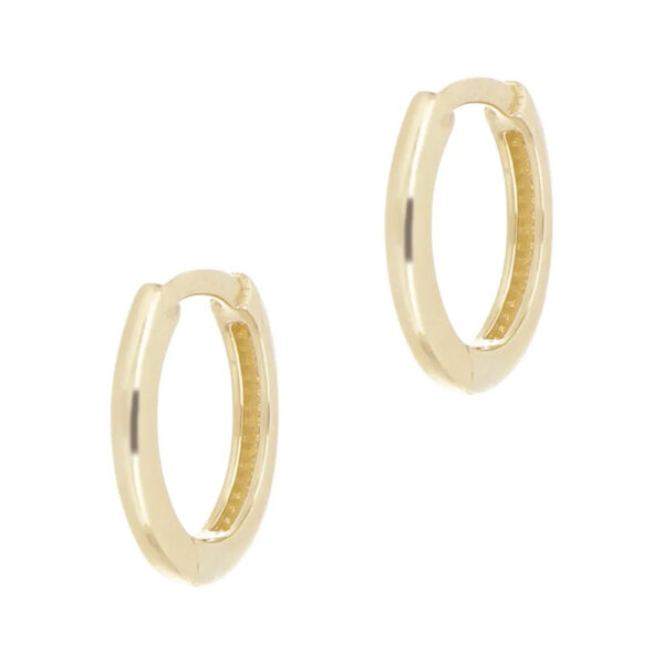 Aretes Huggies De 1.3 Cm Lisas En Oro Amarillo 10k - Image 2