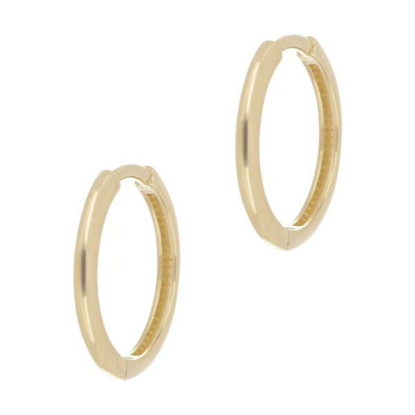 Aretes Huggies de 1.5cm lisas en oro amarillo 10k. - Image 2