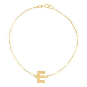 Pulsera Zekie con dije de inicial E en oro de 14k