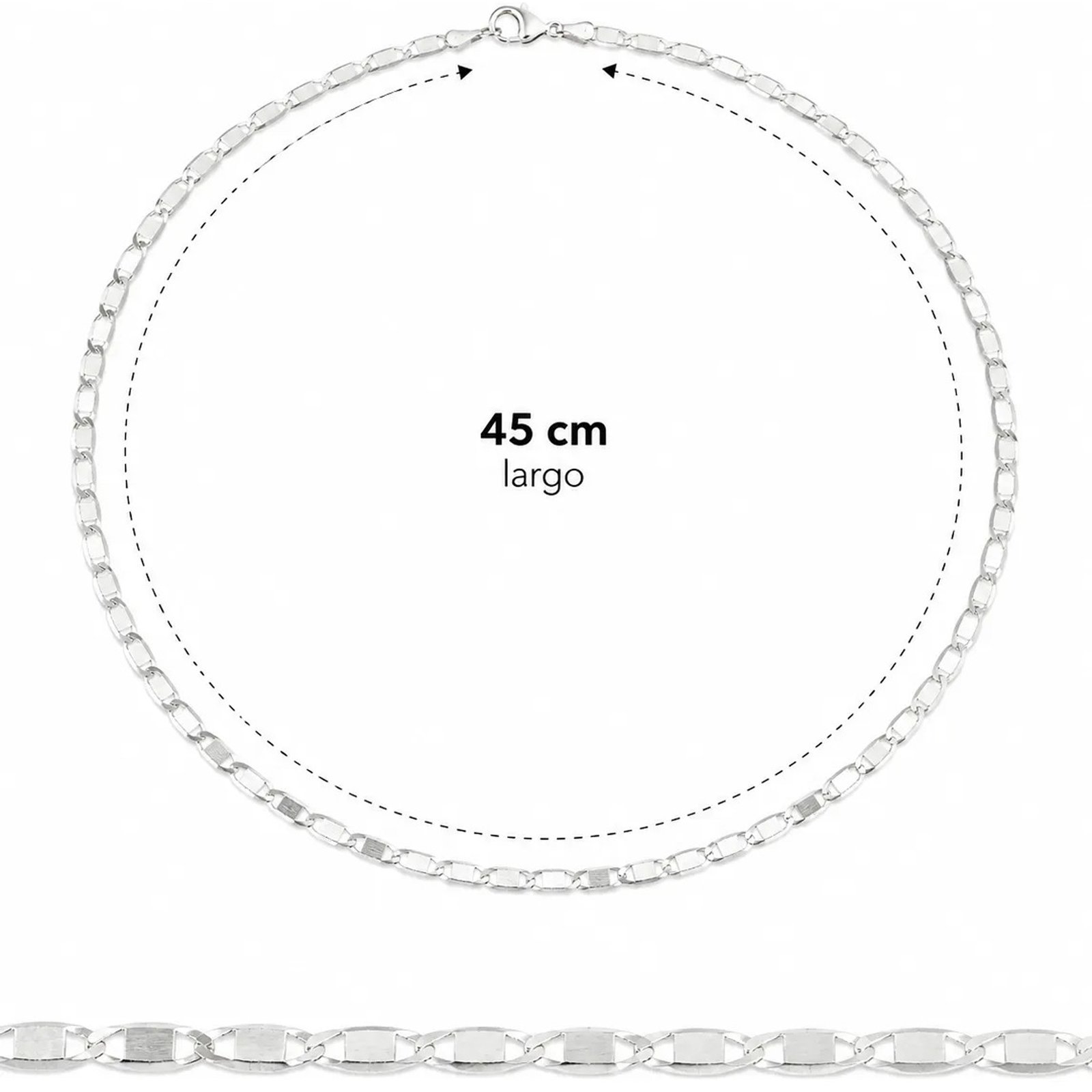 Cadena Espejo 45 Cm Oro Blanco 14k - Imagen 2