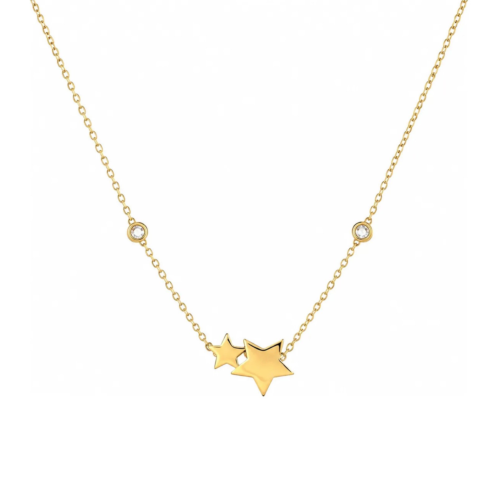Collar Estrellas Brillantes Oro 14k