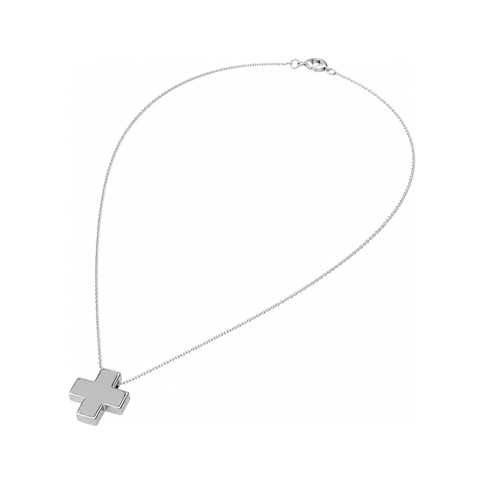Collar Religioso Cruz Oro Blanco 14k - Imagen 2
