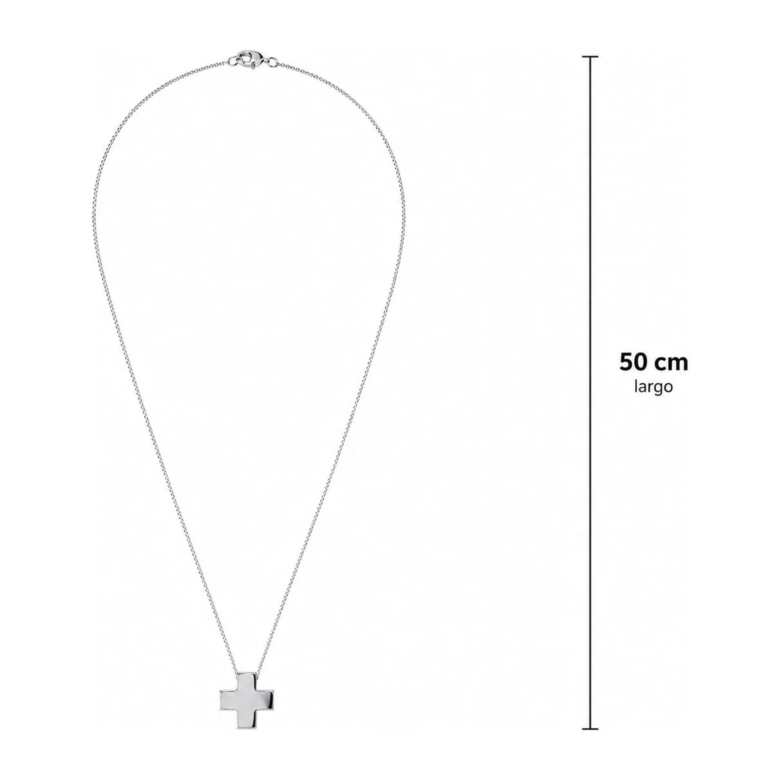 Collar Religioso Cruz Oro Blanco 14k - Imagen 3