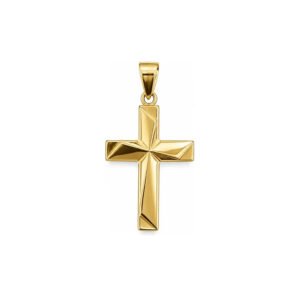 Dije Cruz Facetada Geométrica Oro 14k