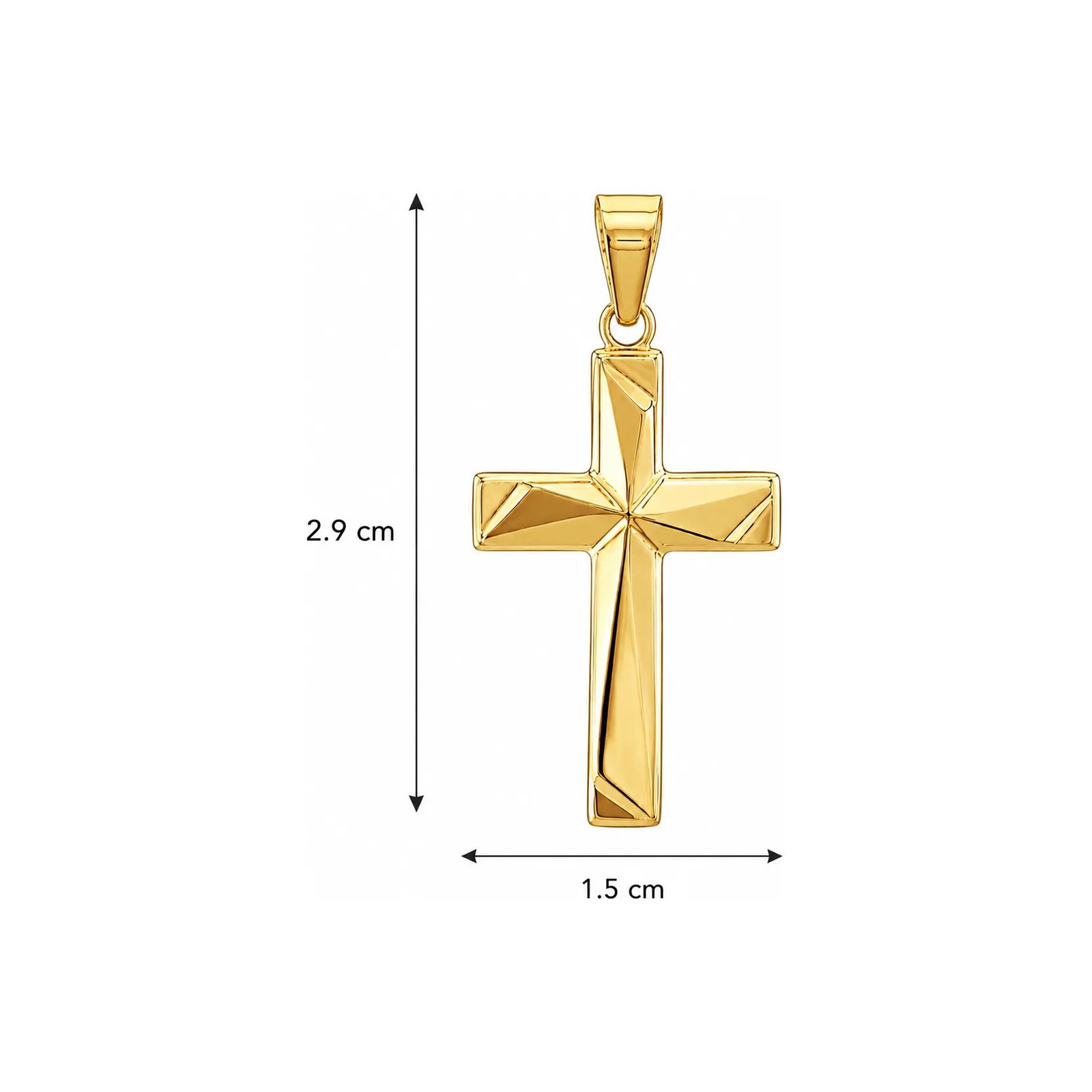 Dije Cruz Facetada Geométrica Oro 14k - Imagen 2