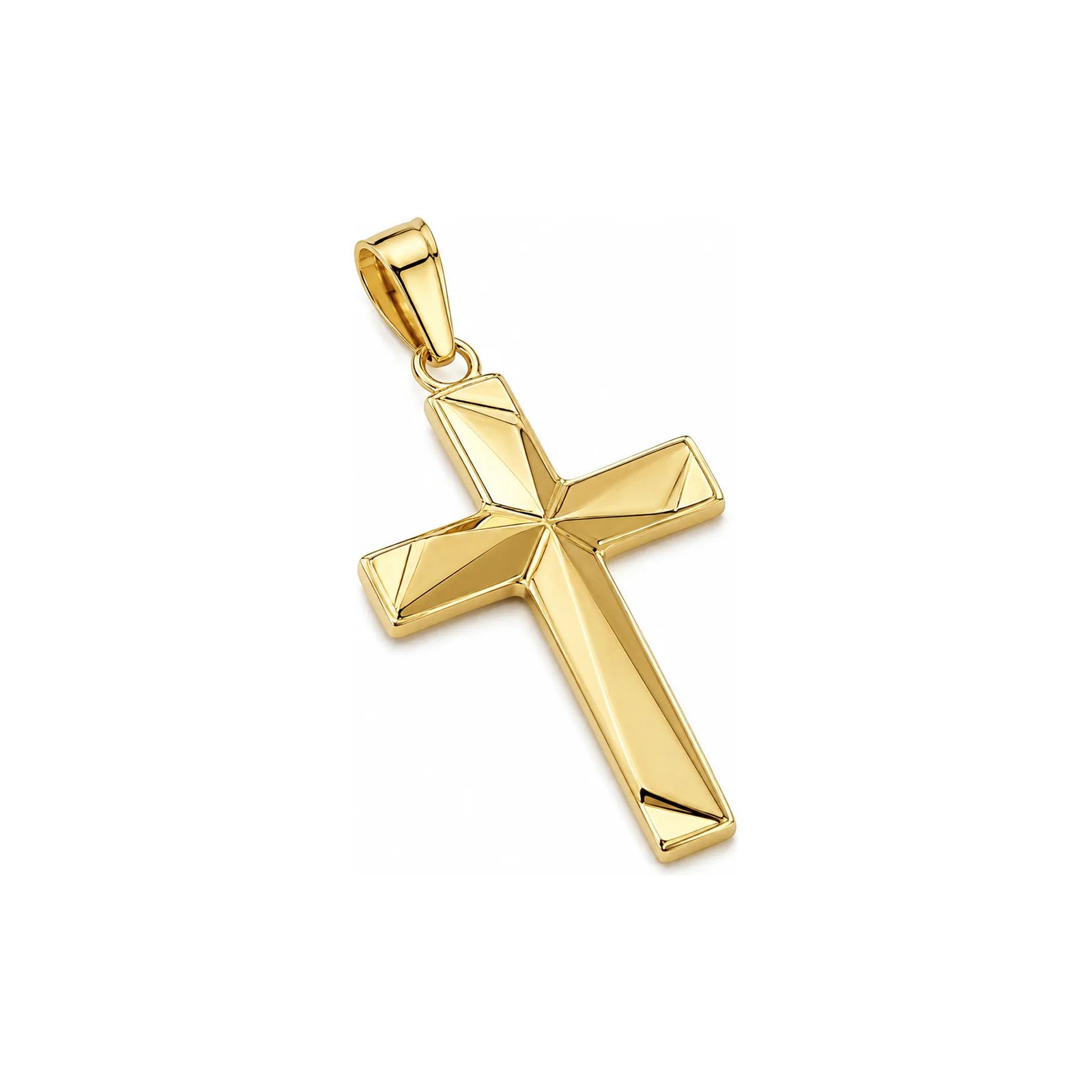 Dije Cruz Facetada Geométrica Oro 14k - Imagen 3