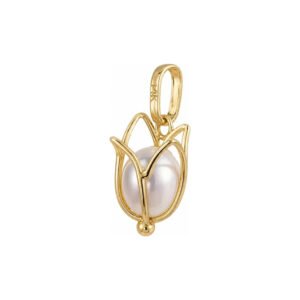Dije Flor Perla Gota Oro 14k