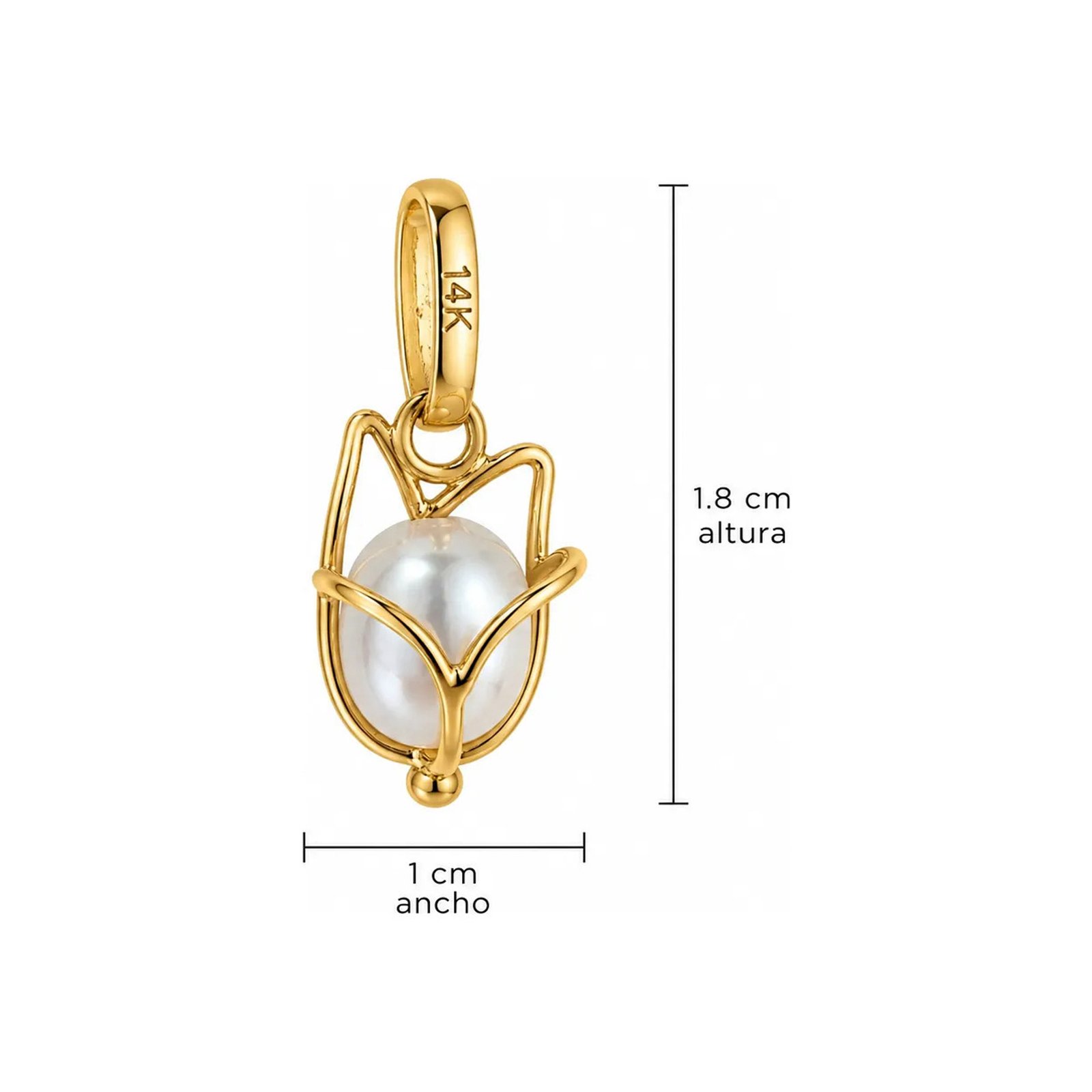 Dije Flor Perla Gota Oro 14k - Imagen 2