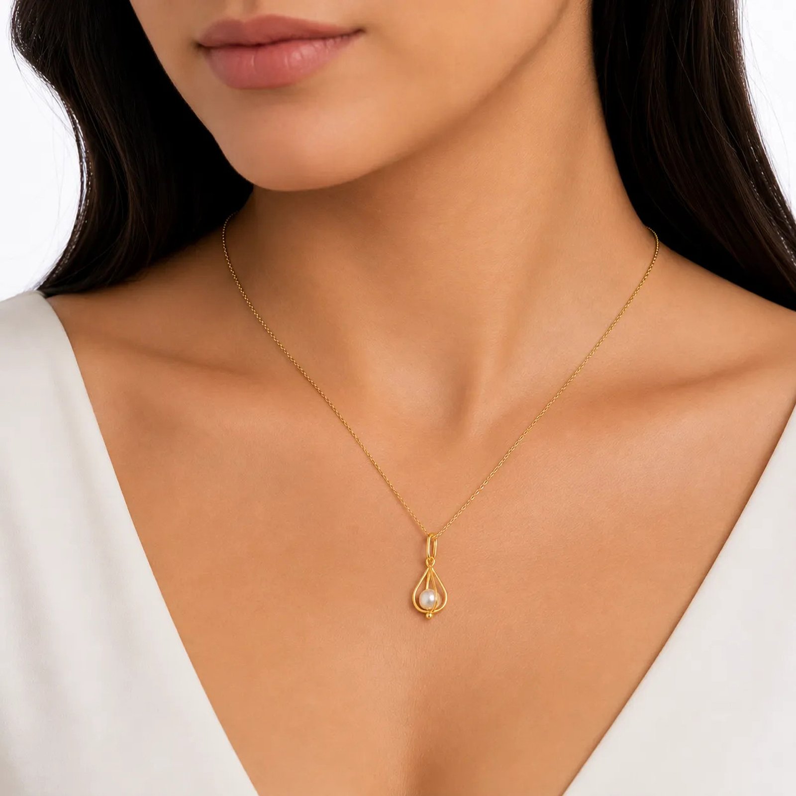 Dije Forma Gota Perla Oro 14k - Imagen 4