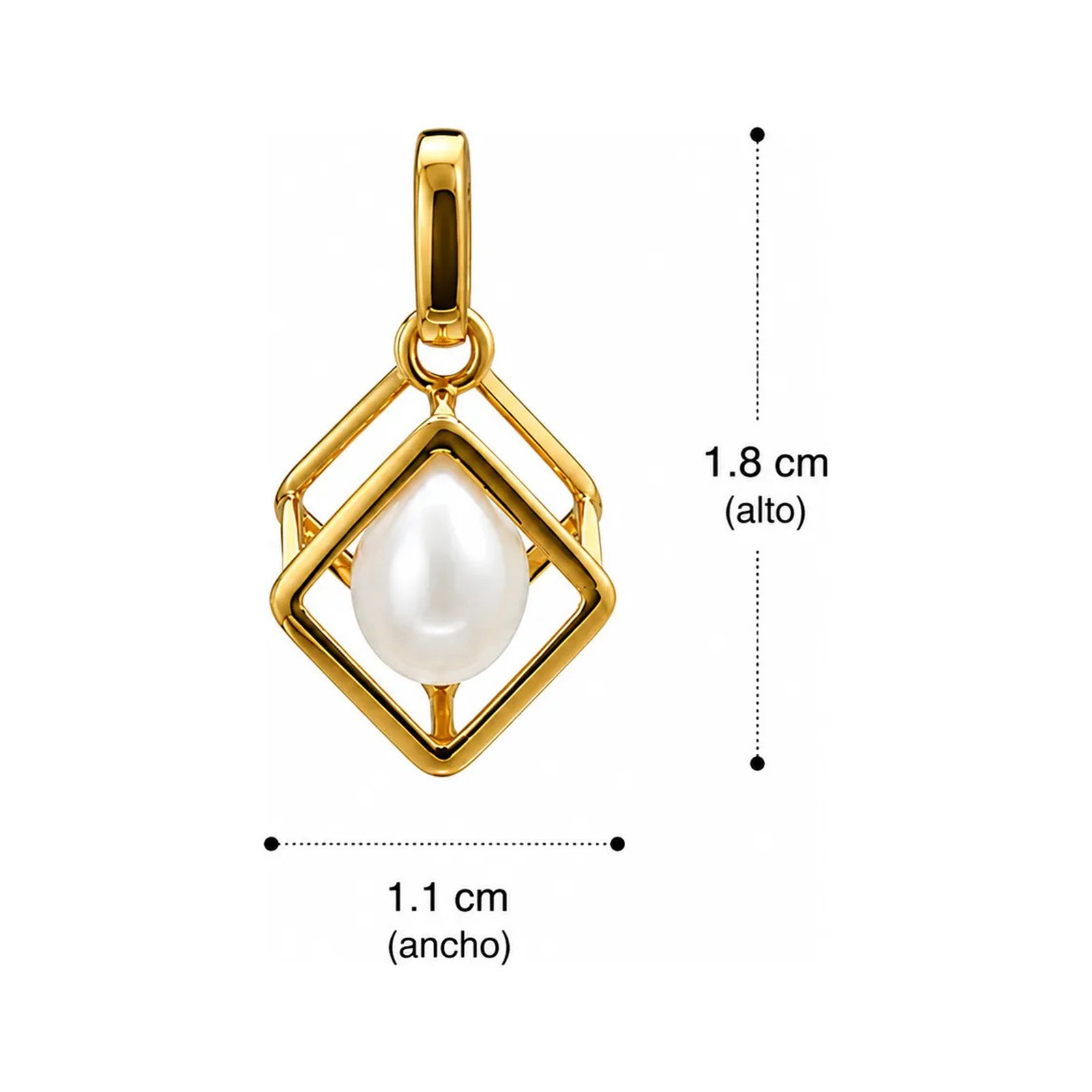 Dije Geometrico Perla Gota Oro 14k - Imagen 2