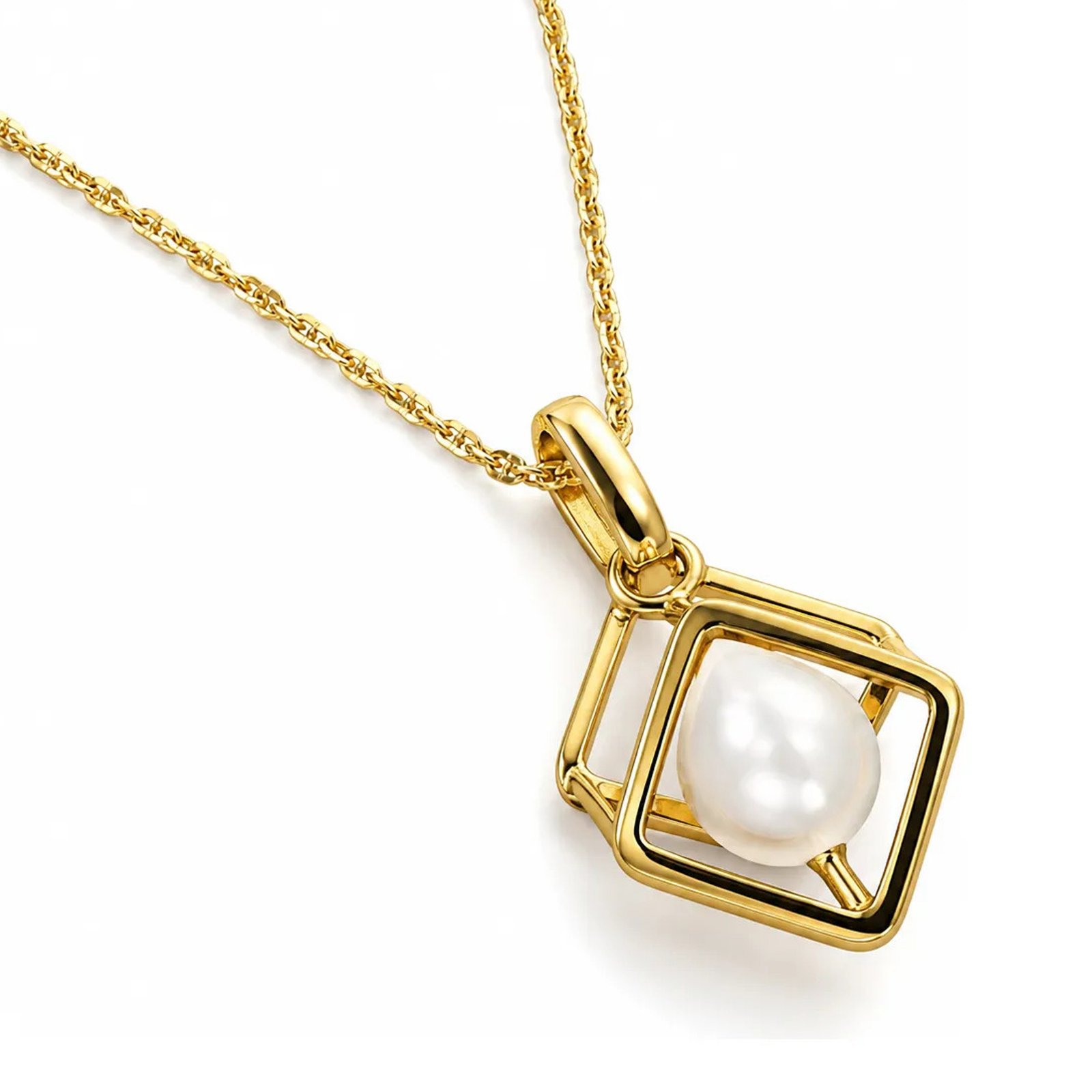 Dije Geometrico Perla Gota Oro 14k - Imagen 3