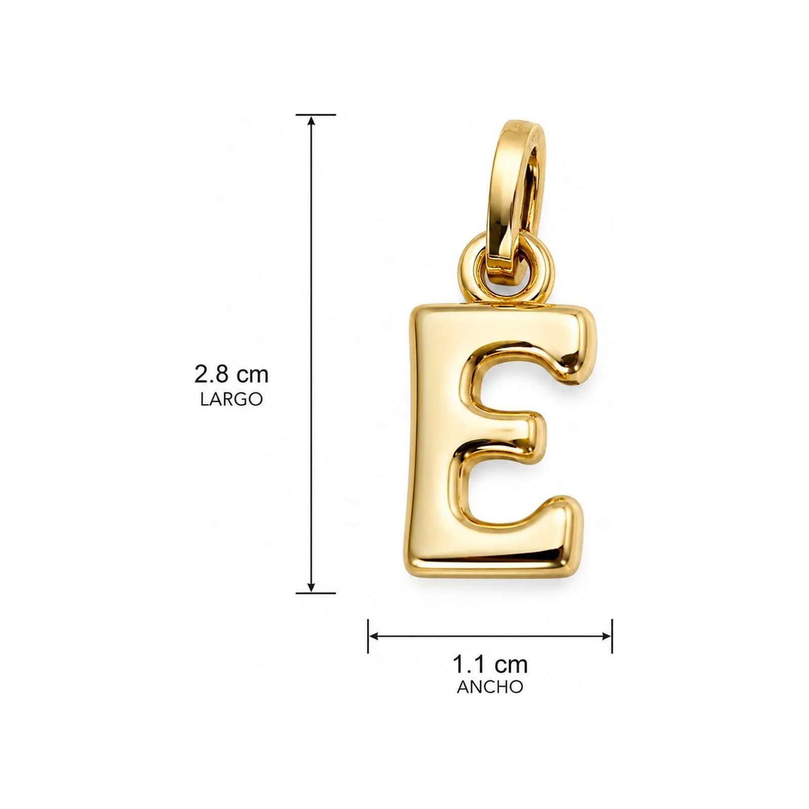 Dije Letra E Lisa 3d Oro 14k - Imagen 4