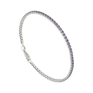 Pulsera Tennis Morada Plata Italiana Circonias