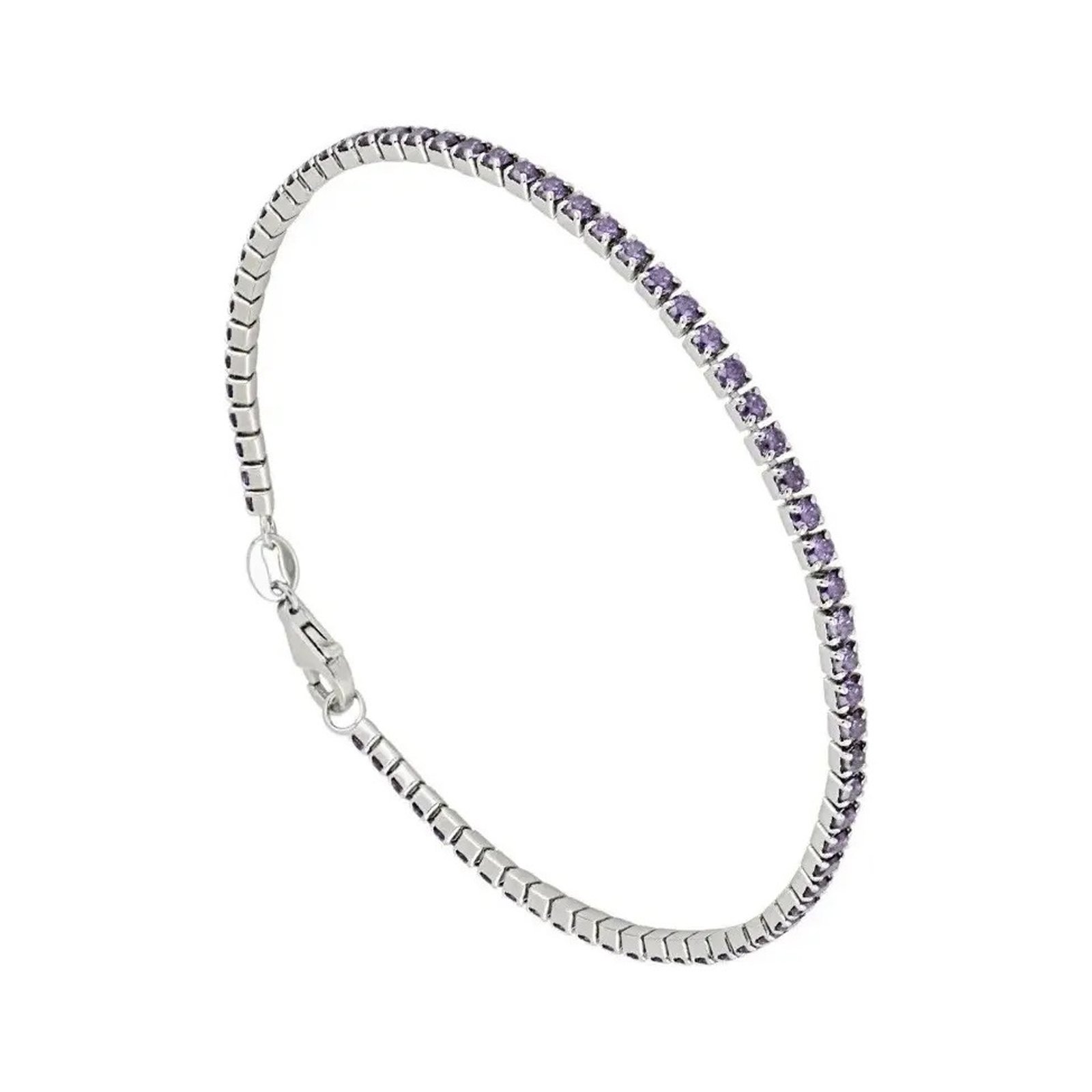 Pulsera Tennis Morada Plata Italiana Circonias