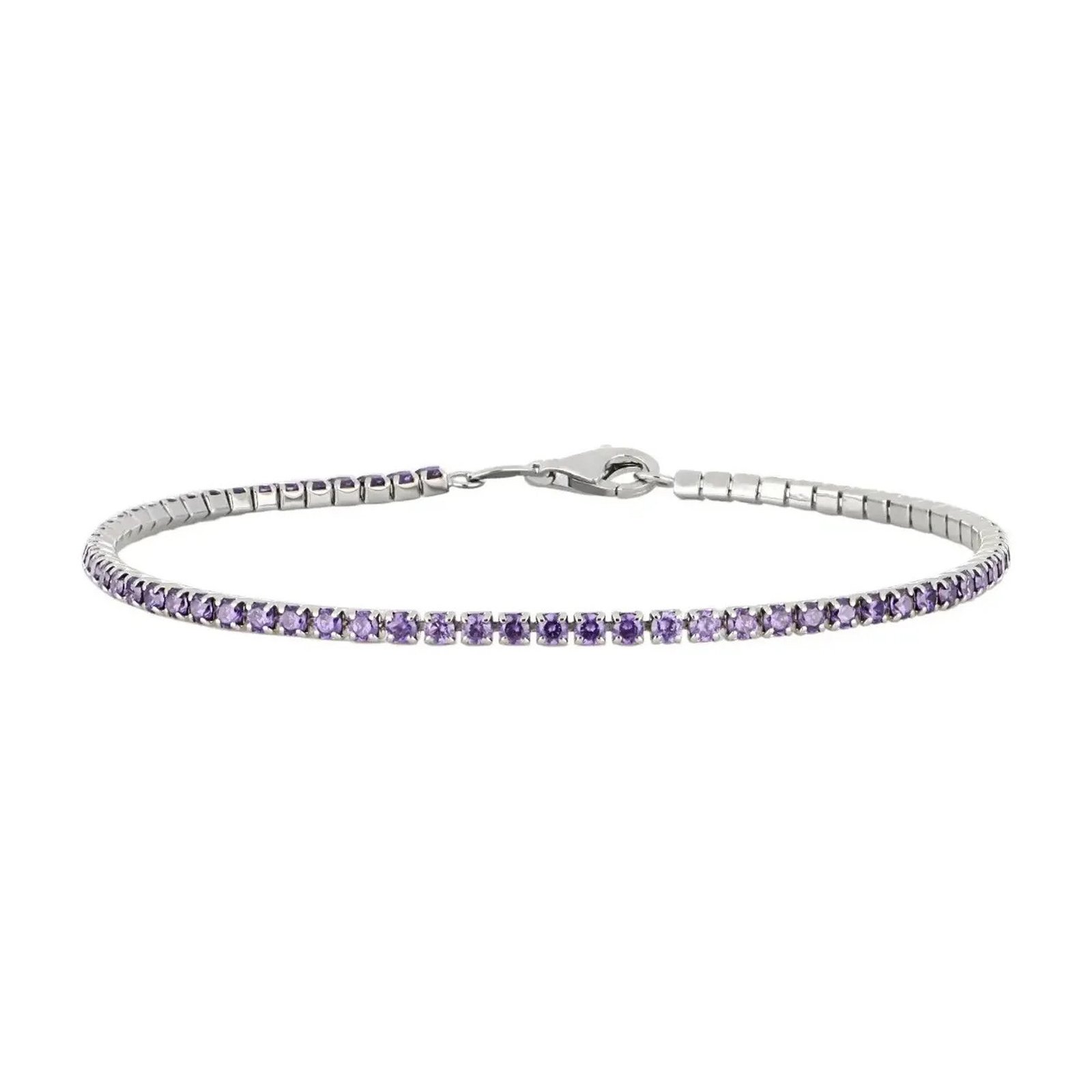 Pulsera Tennis Morada Plata Italiana Circonias - Imagen 2